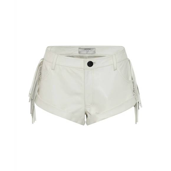 NEW ONE TEASPOON chaos walking fringed leather bandit shorts in white - Picture 1 of 6